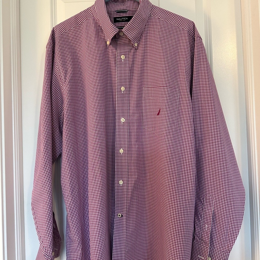 Nautica Men's Purple Checkered Shirt
